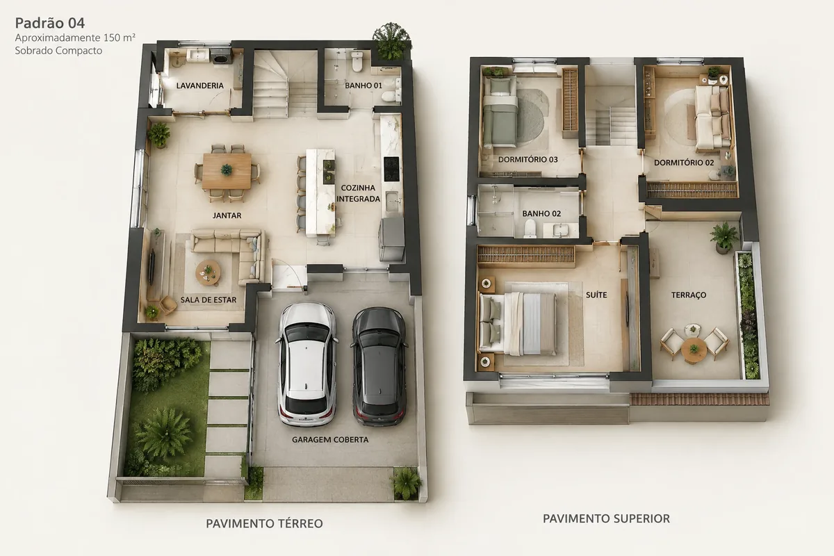 Planta humanizada do Padrão 04, 150 m²